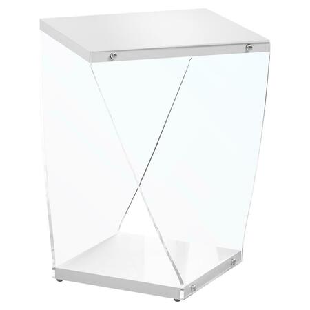 DAPHNES DINNETTE 22 in. Glossy White & Clear Acrylic Accent Table DA3061472